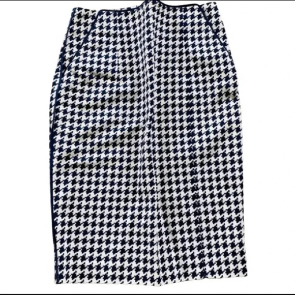 H&M HOUNDSTOOTH  SKIRT BLUE & WHITE SIZE 2 - Picture 1 of 7
